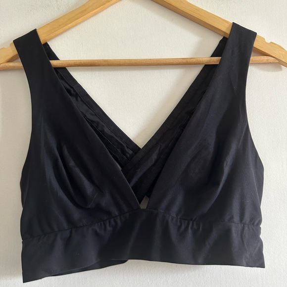 Aerie Black Sunnie Comfy Crossback Bralette size Large EUC - Picture 2 of 5